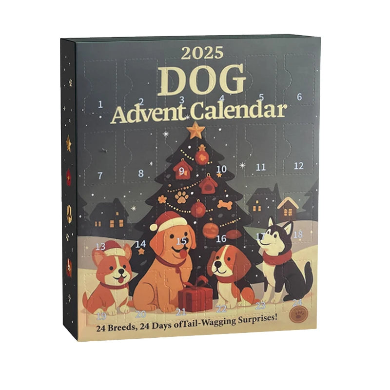 Dog Advent Calendar 2025-24Pcs 2D Festive Breeds Ornaments - Advent Calendar For Pets With Reusable Ornaments, Idea For Dog Love