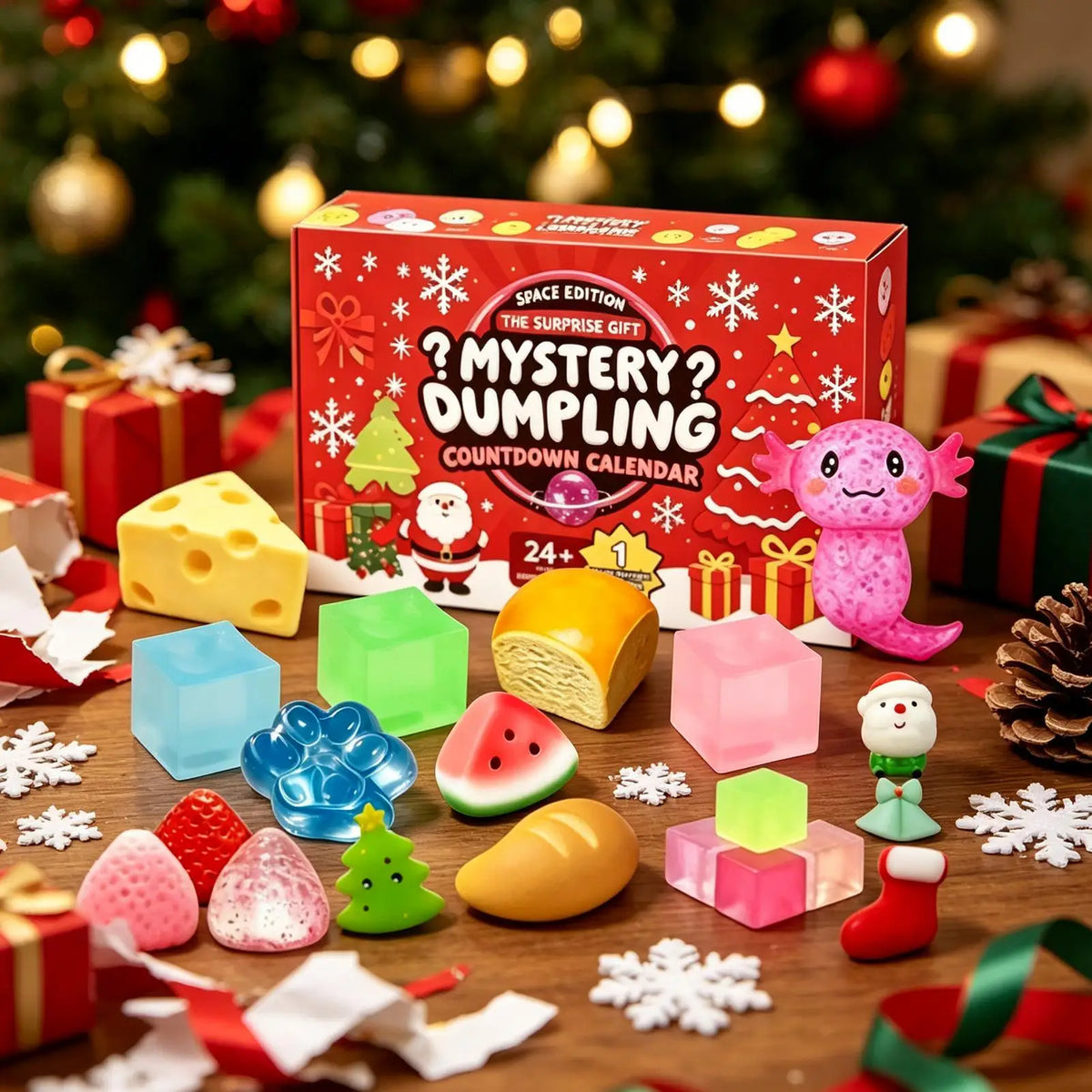 24 Piece Cute Christmas Advent Calendar 24 Day Countdown Stress Relief Mystery Calendar Relaxing Hand Gift for Holiday Fun