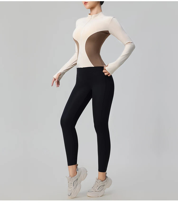 High Quality Workout Fitness Long Sleeve Top with 2 Sides Zipper Finger Hole Mix Colours Jacket